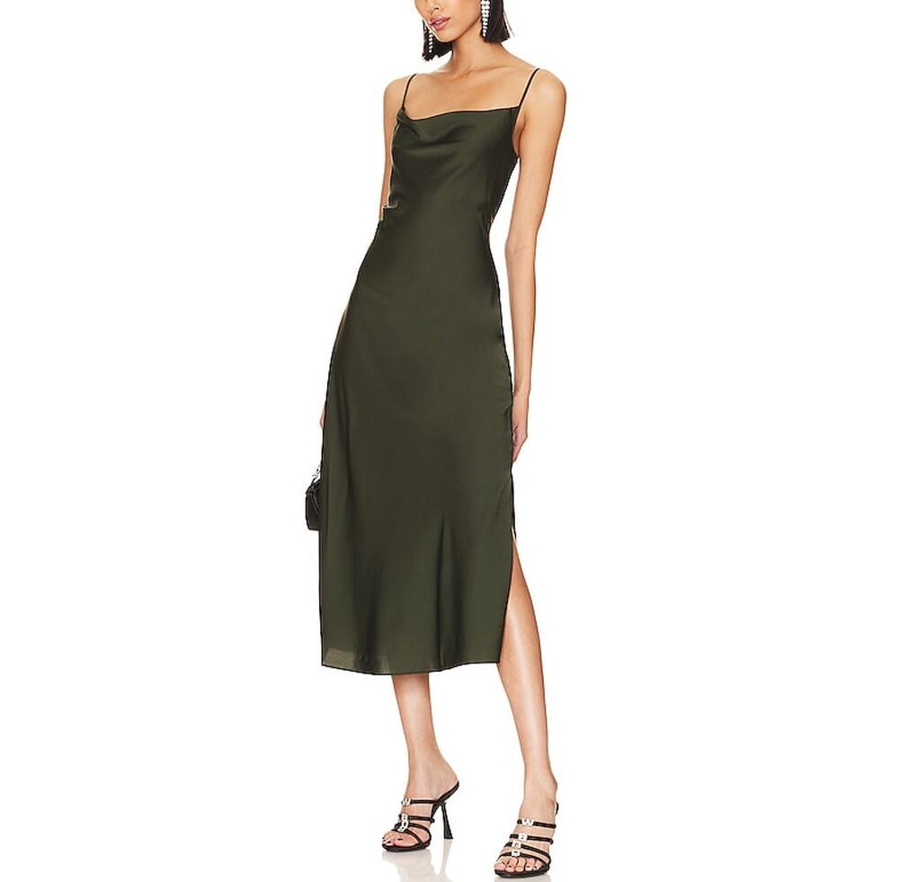 Allsaints Sleek Forest Green Hadley Slip Dress Size 2